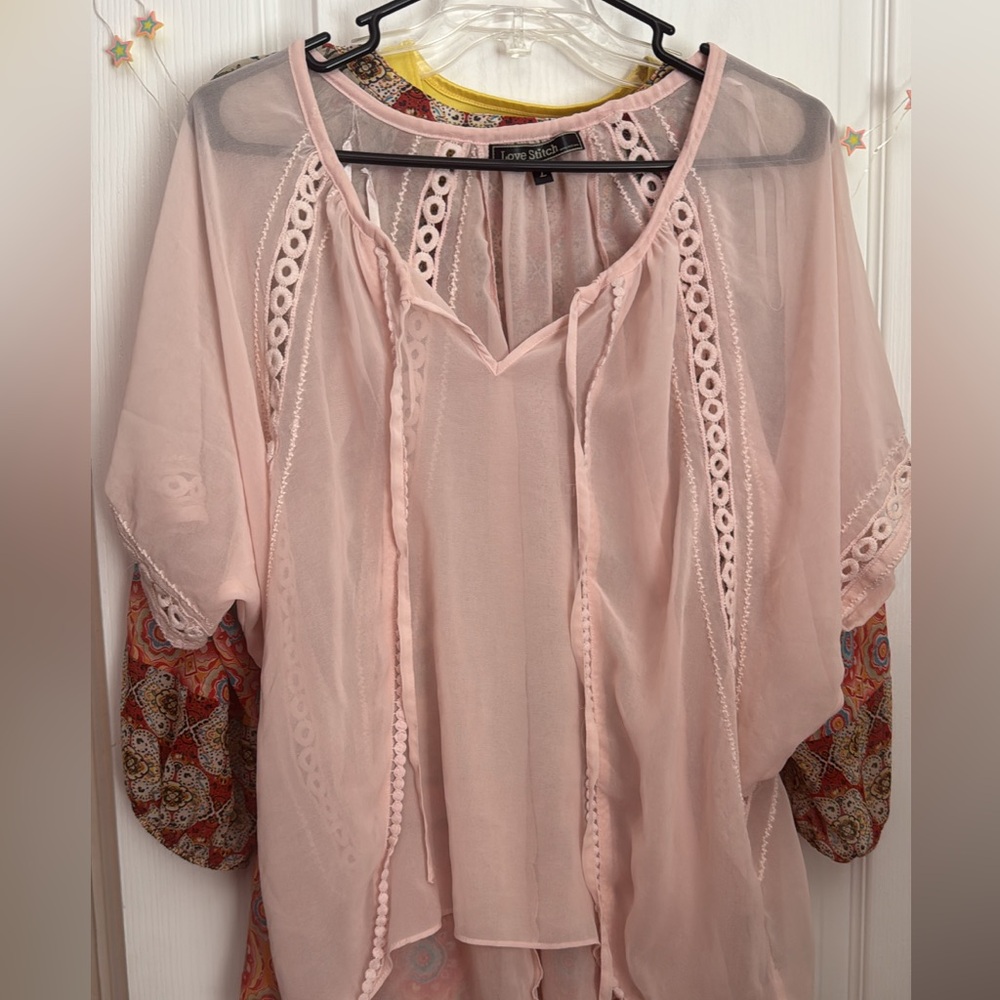Pink Sheer Women's Top